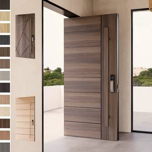 Puerta de Entrada Principal de Madera de Diseño Moderno, Fabricada en China, para Casas y Villas de Lujo, Puerta Exterior Pivotante de Madera de Nogal - Product Image 1