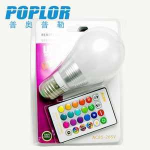 ป๊อปลอร์ RGBW หลอดไฟ LED E27 3/5W รีโมทคอนโทรลอลูมิเนียมอัลลอยด์ AC85-265V - Product Image 1