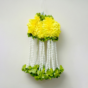 Guirnalda Floral Artificial Amarilla con Perlas Colgantes, Decoración para Bodas, Festivales, Templos y Eventos - Product Image 1