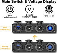 Chargeur USB 12V 90W double QC3.0 PD USB C avec voltmètre et adaptateur de prise de courant 12v et interrupteur étanche pour bateau marin