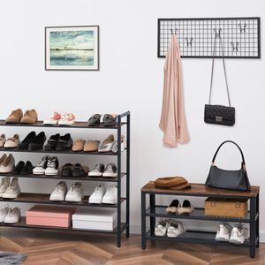 Zapatero con <span class=keywords><strong>perchero</strong></span> separado, Zapatero industrial, Zapatero de metal de 3 niveles con asiento para entrada, sala de estar, pasillo - Product Image 5