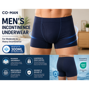 <span class=keywords><strong>Mutande</strong></span> per incontinenza maschile riutilizzabili, a prova di perdite per flussi abbondanti, in morbido <span class=keywords><strong>cotone</strong></span> lavorato a maglia, super assorbenti, boxer per incontinenza maschile - Product Image 1