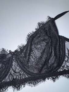<span class=keywords><strong>Sujetador</strong></span> Balconette de Encaje Negro con <span class=keywords><strong>Push</strong></span>-<span class=keywords><strong>Up</strong></span>, Transparente, con Bordado Floral, Tejido, Copa 3/4, Sin Forro, con Aros, para Mujer - Product Image 4