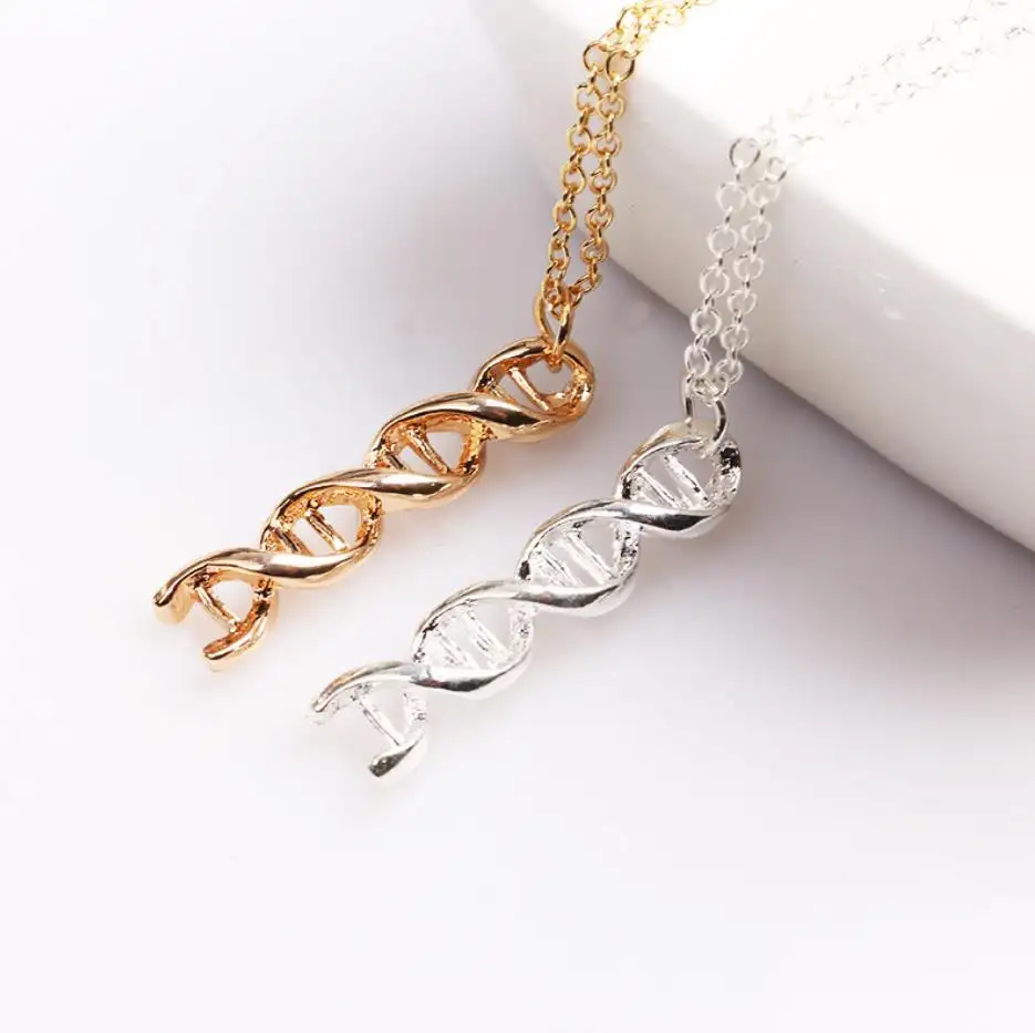 Small Order Wish Hot Selling Necklace Chemical Structure Molecule DNA Spiral Pendant Necklace For Fashion Jewelry 2024 Wholesale