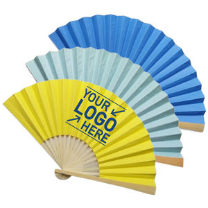 Abanico de Mano Personalizado con Logotipo Impreso, Abanico Plegable de Bambú y Tela, Recuerdo Personalizado para Bodas, Promociones y Eventos - Product Image 1
