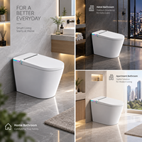 WC intelligent avec lumière d'ambiance colorée, couvercle à ouverture automatique, capteur de pied, chasse d'eau automatique, siège chauffant, séchoir à air chaud et fermeture automatique par capteur