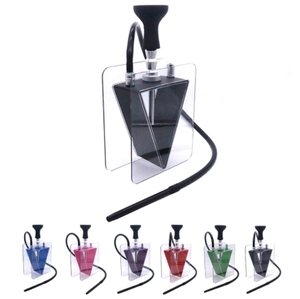 1 manguera 2 manguera cuadrado triángulo acrílico Hookah con luz LED Shisha Set y accesorios de Hookah con caja de regalo - Product Image 2