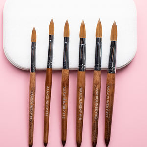 专业供应商指甲刷德国软圆头红木手柄定制100% 纯水晶科林斯基亚克力指甲刷 - Product Image 3