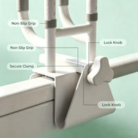 Barre de sécurité à clipser sur baignoire pour personnes âgées, poignée de douche réglable à double grip antidérapant, supporte jusqu'à 100 kg