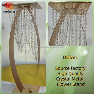 Centro de mesa de arreglo Floral de boda de hierro dorado liso con soporte de flores de tamaño personalizable para decoración de fiesta en casa - Product Image 2