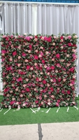Disesuaikan dusty pink dan gading bunga pernikahan panel backdrop bunga gantung dinding latar belakang untuk pesta pernikahan