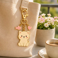 Porte-clés en métal en gros, design animal, mignon et créatif, chat et chien, émail dur, breloque de sac, pendentif, porte-clés personnalisé en métal