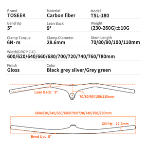 <span class=keywords><strong>Manillar</strong></span> TOSEEK para Bicicleta de Montaña, Completamente de Carbono, con Integrales de <span class=keywords><strong>Manillar</strong></span> y Avance de -10 Grados - Product Image 2