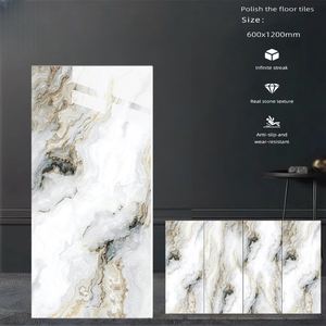 Piastrelle in Porcellana Lucida Nera e Oro Sabbia 600X1200mm, Spessore 10mm, Resistenti all'Usura, per Interni di Ville, Cucine, Bagni e Docce - Product Image 5