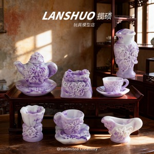 Lanshuo Resin Purple <b>Tea</b> <b>Set</b> Miniature 3D DIY Desktop Ornament Home Decor - Product Image 3