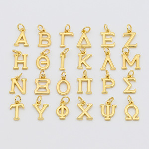 Colgante de 24 letras chapado en oro de 18k, simple y elegante, accesorios de collar de círculo único DIY, venta al por mayor - Product Image 1