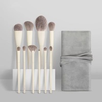 Lot de 10 pinceaux de maquillage professionnels – Poils doux en fibres artificielles, manche en plastique – Pinceaux portables pour poudre libre et illuminateur