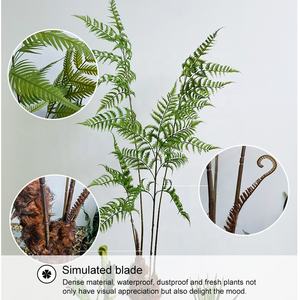 Plante artificielle en forme de fougère, simulation de bonsaï, décoration de pièce, arbustes, fougère en plastique à tête de singe dorée - Product Image 6