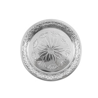 Ensemble de plaques antiques gravées florales Chargeur décoratif en acier inoxydable Plateau de service alimentaire pour dîner, mariage, hôtel et restaurant