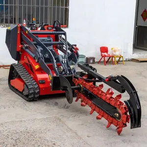 Tuin En Boerderij Met Mini-Skid-Stuurlader Ht430a Ht450 Voorste Eindlader Met Sleufgraver Houten Grijper En Houtversnipperaar