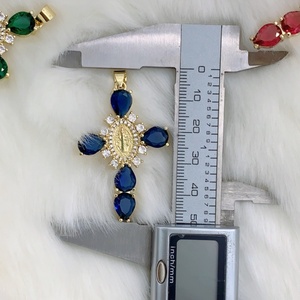 Pendentif Charme <span class=keywords><strong>Croix</strong></span> Vintage en Zircon avec Vierge Marie et Jésus, Plaqué Or 18K, Bijoux en Laiton, Mode Chrétienne Jinyuan - Product Image 5