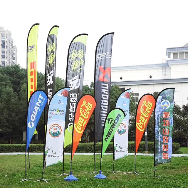 Wholesale Production Beach Flags Custom Various Styles Different Sizes Feather Flag for Promotional Activities Display