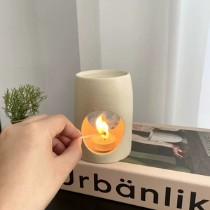 โถเทียนเซรามิกสุดสร้างสรรค์เครื่องพ่นน้ำมันหอมระเหยอโรมาเธอราพีแบบตั้งโต๊ะอุปกรณ์ตกแต่งบ้านสไตล์ใหม่พร้อมโคมไฟตะเกียงหัวเผา - Product Image 3