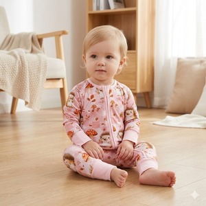 ชุดนอนเด็กทารกผ้าไผ่รับรองมาตรฐาน Oeko-tex ชุดนอนเด็กแบบซิป ชุดนอนเด็กแรกเกิด ชุดนอนเด็กอ่อน เสื้อผ้าเด็กอ่อน ชุดบอดี้สูทเด็ก - Product Image 2