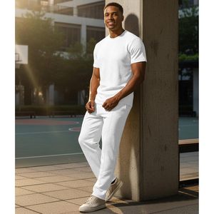 Ensemble de survêtement pour homme 2 pièces, sweat-shirt à manches courtes, pantalon de jogging, tenue décontractée d'été respirante - Product Image 3