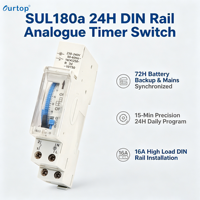Sakelar Waktu Analog Premium SUL180a 230V 16A Baterai 72 jam Timer Terprogram 24 jam untuk Kontrol Listrik Industri