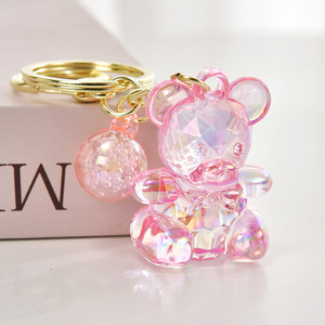 Porte-clés Ours Transparent en Acrylique, Pendentif Ours en Cristal Coloré, Accessoires pour Sacs, pour Machine à Griffes et Boîte Mystère - Product Image 3