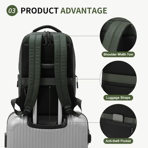 Sac à dos de voyage 17 pouces avec roulettes et poignée télescopique pour ordinateur portable, idéal pour les déplacements professionnels et les week-ends - Product Image 4