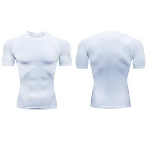 Мужские беговые компрессионные футболки быстросохнущая футболка Джерси для фитнеса облегающая спортивная одежда Влагоотводящая Спортивная футболка с коротким рукавом
