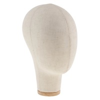 Tête de mannequin en toile recouverte de tissu avec base en bois massif, présentoir de table pour chapeaux, idéal pour la vente au détail en boutique et le coiffage de perruques