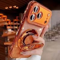 Coque de téléphone de luxe scintillante avec support magnétique et couleurs dégradées pour iPhone 17 Air, 16 Plus, 15, 14 Pro Max – Vente en gros