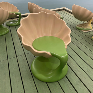 <span class=keywords><strong>Chaise</strong></span> de jardin moderne en forme de coquille, mobilier de patio de luxe au design fluide, siège sculptural en FRP imperméable pour villa - Product Image 4