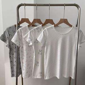 Brandy Zweiteiliges Nachtwäsche-Set aus reiner Baumwolle Camisole Shorts T-Shirt mit Rundhals ausschnitt Lange Hosen Lounge wear Floral für Damen bekleidung - Product Image 3