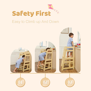 Torre de Aprendizaje Montessori de Madera, Taburete Escalonado para Niños Pequeños, Ajustable en Altura, Antideslizante y Seguro, para Niños de 1 a 6 Años - Product Image 3