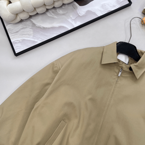 Women Collared Zip Up Bomber <b>Jacket</b> Elastic Waist Casual Harrington Outerwear - Product Image 4