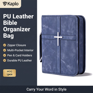 Borsa per Bibbia in Pelle PU con Manico e Cerniera Metallica, Organizer da Viaggio per Chiesa, Custodia per Bibbia Personalizzata Stampata, Dimensione Standard - Product Image 1