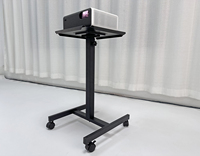 Chariot mobile robuste noir pour projecteur avec plateau, chariot de présentation réglable en hauteur, noir