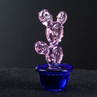 Décoration d'intérieur pour salon, salle à manger, chambre : Figurine d'ornement en verre Murano soufflé à la main, motif cactus et fleur, pour pot de plante