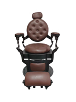 Fauteuil de Barbier Vintage Marron avec Pompe Hydraulique Robuste, Cuir Synthétique, Pivotant/Inclinable à 360 Degrés, Style Européen pour Hommes