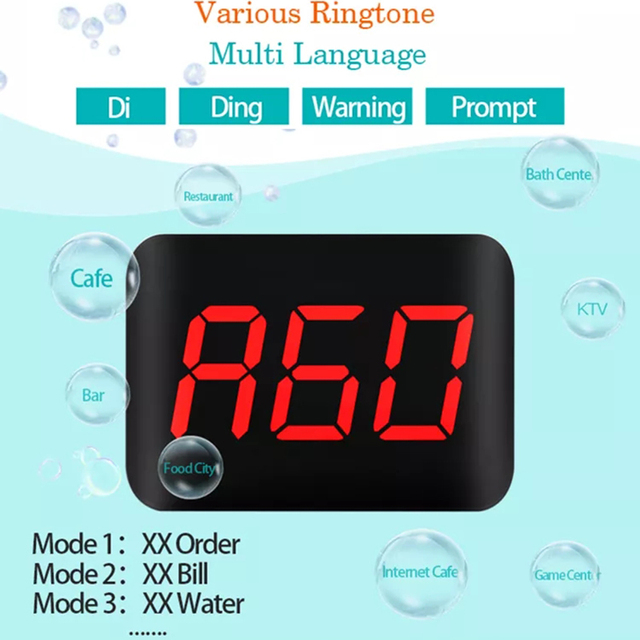New Arrival Wireless Red 3-Digital Display Pager Call System for Restaurant Cafe Clinic & Nursing Home Use with Max 999 Users