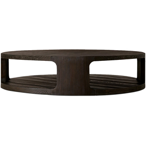 Muebles de sala de estar modernos, mesa de centro de madera redonda circular, mesa central con estante de almacenamiento - Product Image 6