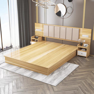 Nouvelle arrivée d'ensembles de chambre à coucher mobilier d'hôtel cinq étoiles lit double Tatami en bois moderne design lit King Size - Product Image 6