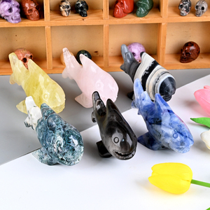 Venta al por Mayor de Tallados de Animales en Piedra Natural Curativa, Esculturas de Gemas de Cuarzo, Tallados de Tiburón en Cristal para Manualidades Decorativas - Product Image 2
