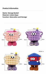 Bán Buôn Máy Tính Để Bàn Lưu Trữ Giỏ Dệt Tay Bông Sợi Dây Thừng Phim Hoạt Hình Lưu Trữ Giỏ Chìa Khóa Đồ Lặt Vặt Đồ Ăn Nhẹ Đồ Chơi Lưu Trữ Giỏ - Product Image 6
