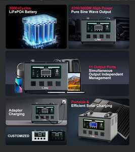 Station d'alimentation portable extérieure 3000W 110V 220V, batterie lithium-ion, protection contre les surcharges, stockage d'énergie haute puissance, charge - Product Image 6