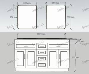 חדר רחצה עץ אלון מודרני שיש חלקה אגן אחד חתיכת מראה חכמה הלבשה שולחן כיור כיור לאגן סט לבית הספר - Product Image 3